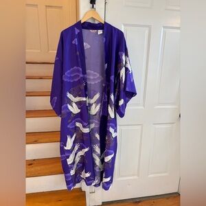 Vintage Marukyo Kimono Purple with Cranes Size 56, Large/XLarge